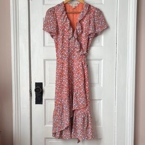 MICHAEL KORS FLORAL MIDI WRAP DRESS
